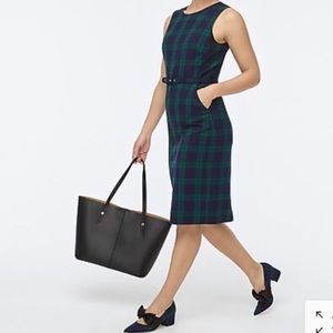 J.Crew Plaid Green Navy Sleeveless Sheath Dress
